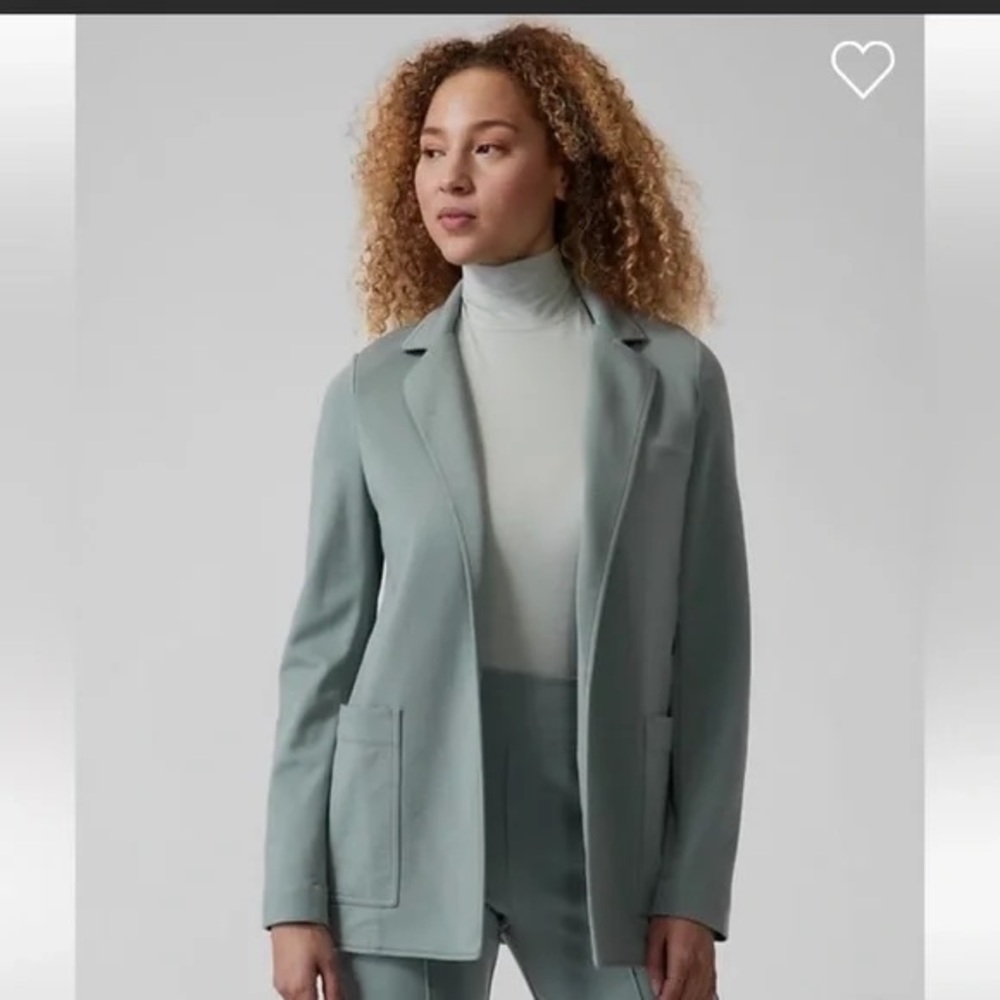 NWT Athleta Eastbound Blazer Jacket Minimalistic Grey / Sage Green Size 18